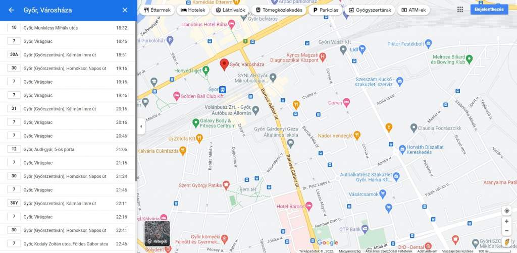 Volánbusz menetrendek a Google-térképen 