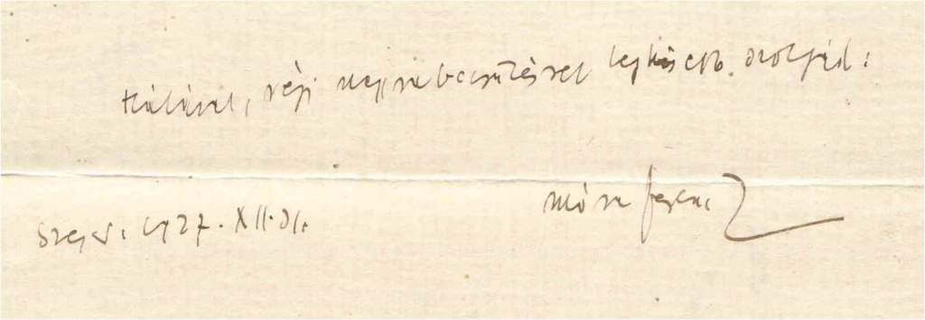 Híres emberek kéziratai a levéltárban – Móra Ferenc